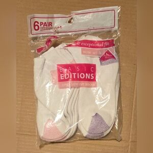 NWT Girls Basic Editions 6-Pack Low Cut Socks, Shoe 4-8